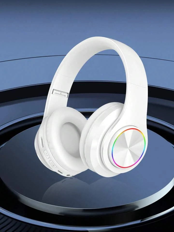 B39 Light Emitting Wireless Headphones, Colorful Led Lights Comfort over Ear Foldable Headset with Built-In Microphone, Fm, Sd Card Slot, Wired for School/Tablet Computer/Pc/Tv/Cellphones/Travel Gift for Birthday/Easter