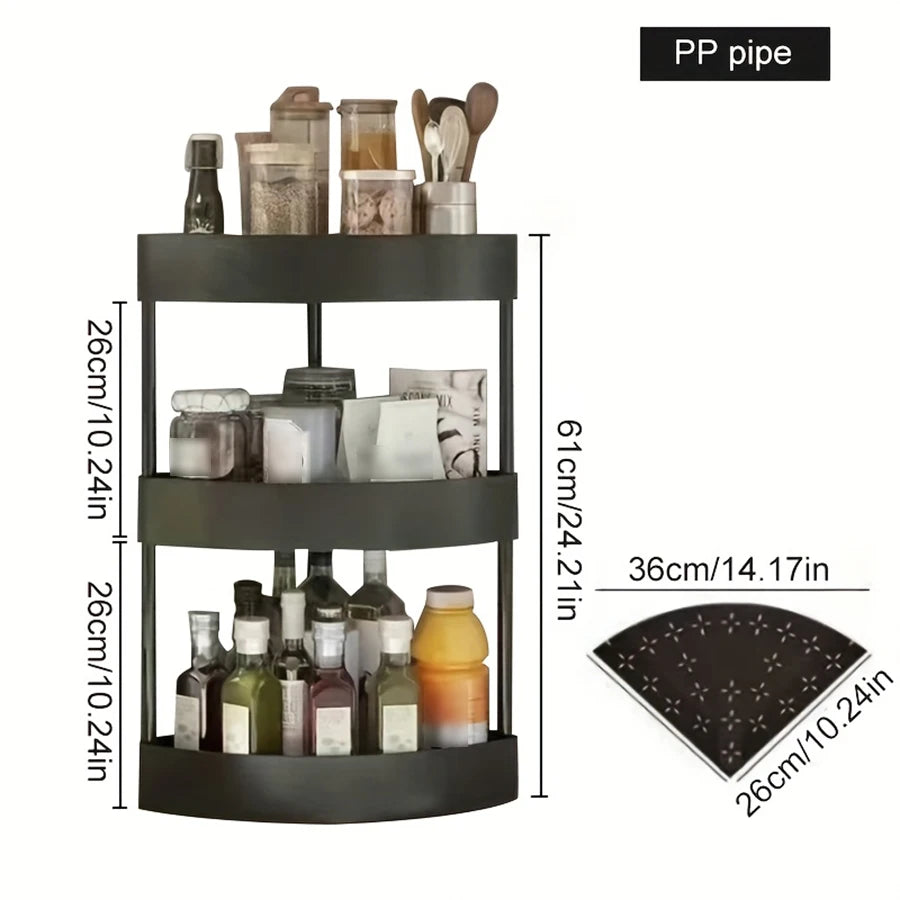 1 x Three-story Corner Bathroom Storage Rack, Desktop Corner Rack, Multi-functional Kitchen Storage Rack, triangular Corner Rack, Shelf