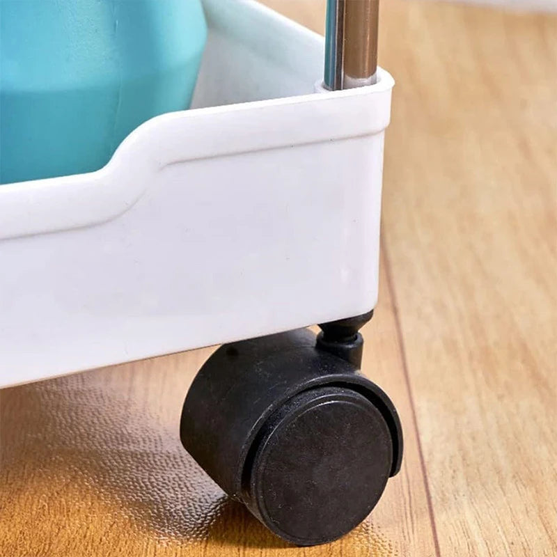 4 Tier Landing Rack with Pulleys, Simple Storage, Durable Material, Suitable for Living Room, Bedroom, Bathroom, Kitchen, Etc.