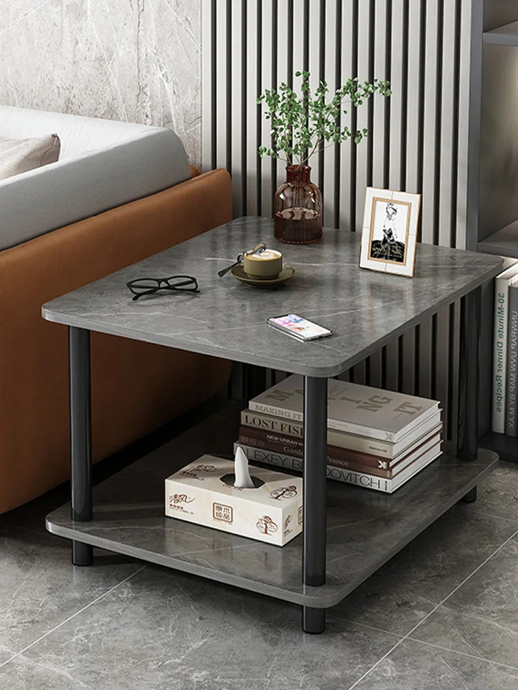 Minimalist Wooden Coffee Table 2 Levels Side Auxiliary