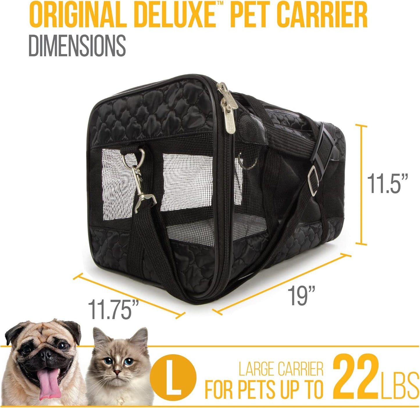 Travel Original Deluxe Airline - Transportín para Mascotas, Negro Entramado, Large