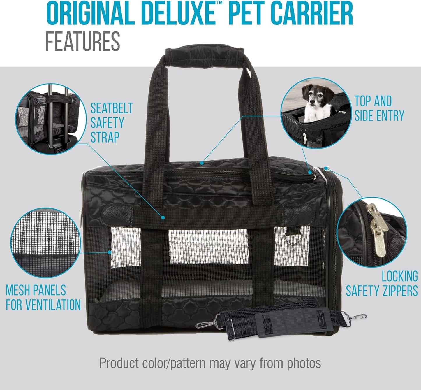 Travel Original Deluxe Airline - Transportín para Mascotas, Negro Entramado, Large