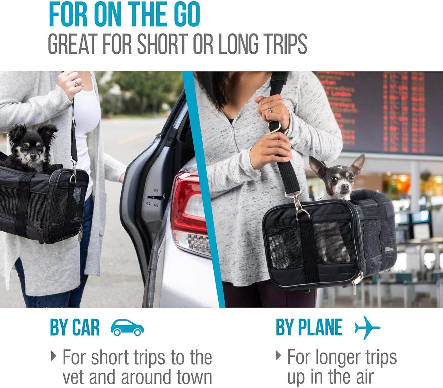 Travel Original Deluxe Airline - Transportín para Mascotas, Negro Entramado, Large