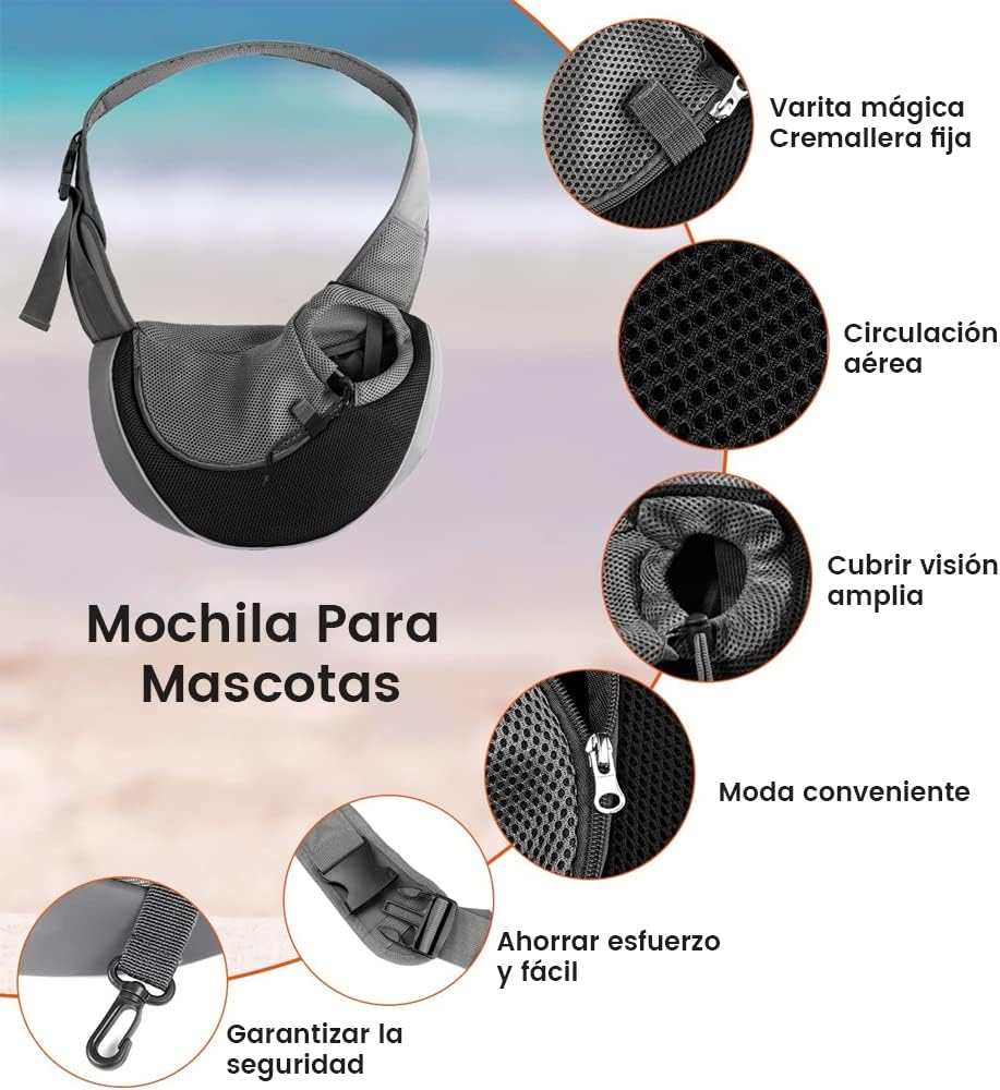 Mochila Transportadora para Mascotas con Correa Ajustable, Bolsillo y Malla Transpirable Doble Cara - Ideal para Gatos y Perros Pequeños de Hasta 13 lb, Amarillo, Talla M