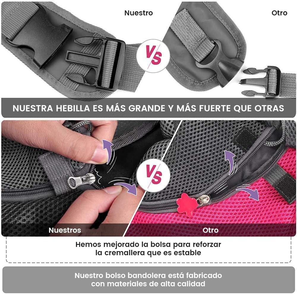 Mochila Transportadora para Mascotas con Correa Ajustable, Bolsillo y Malla Transpirable Doble Cara - Ideal para Gatos y Perros Pequeños de Hasta 13 lb, Amarillo, Talla M