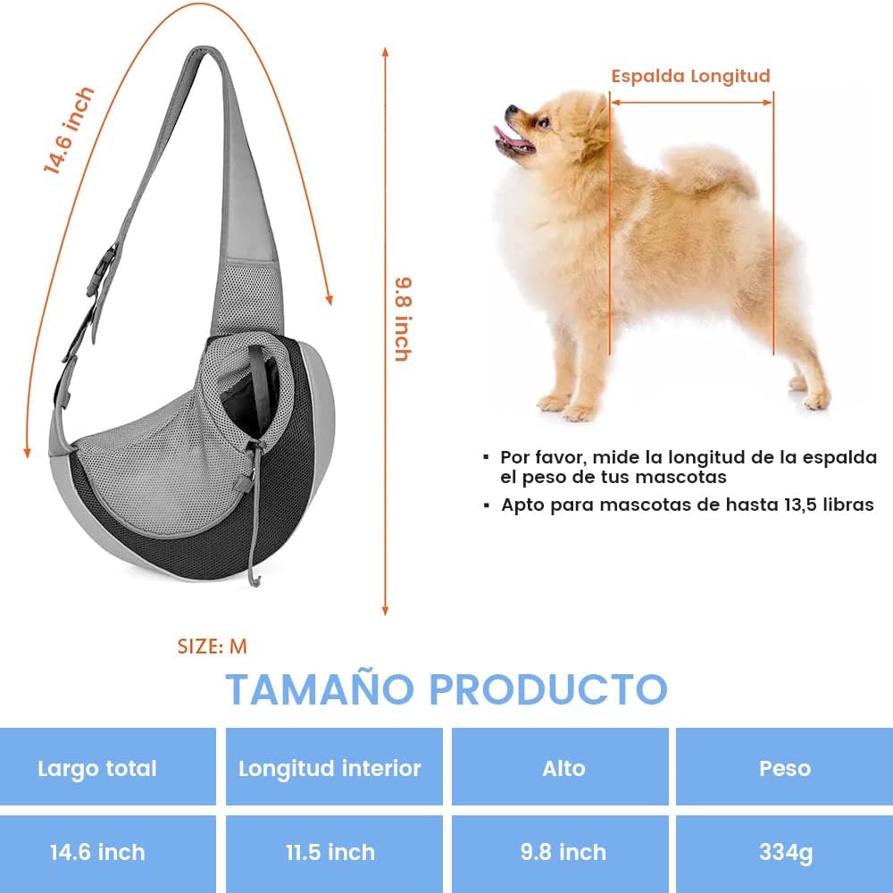 Mochila Transportadora para Mascotas con Correa Ajustable, Bolsillo y Malla Transpirable Doble Cara - Ideal para Gatos y Perros Pequeños de Hasta 13 lb, Amarillo, Talla M