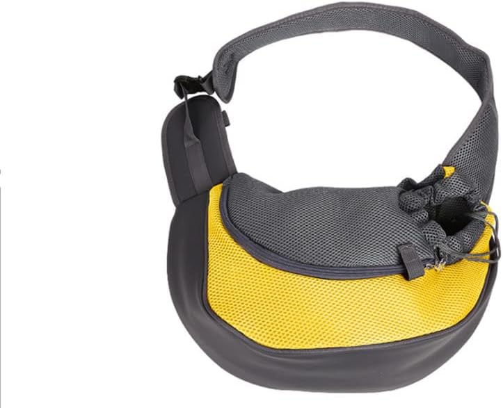 Mochila Transportadora para Mascotas con Correa Ajustable, Bolsillo y Malla Transpirable Doble Cara - Ideal para Gatos y Perros Pequeños de Hasta 13 lb, Amarillo, Talla M