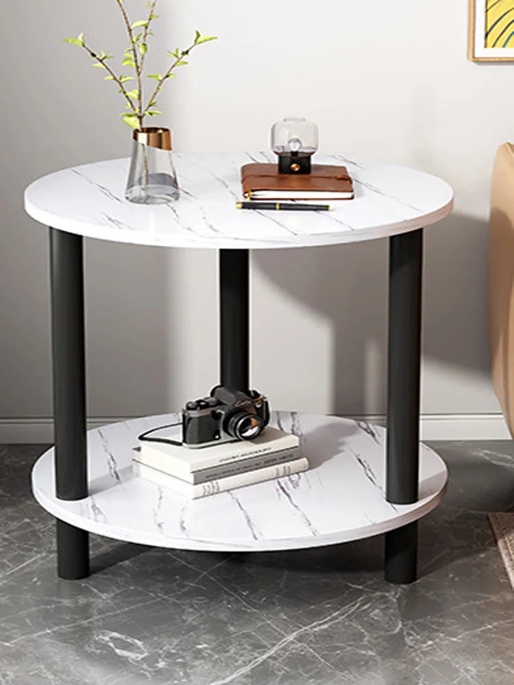 Coffee Table, Auxiliary, Marble Style, Wood, Minimalist