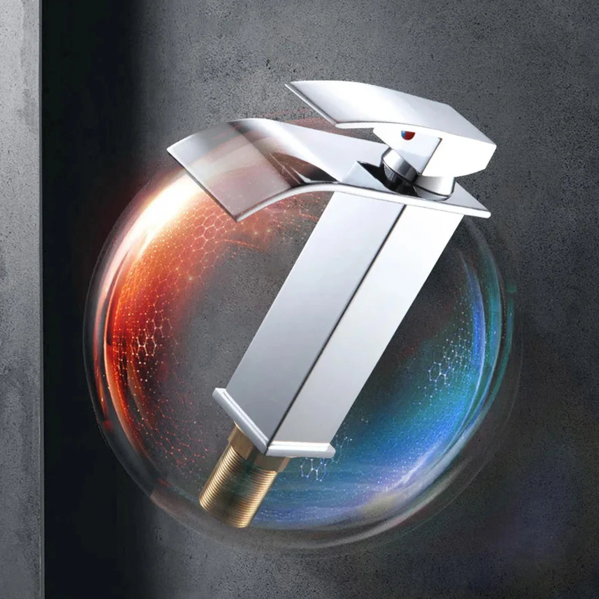 Bathroom and Kitchen Basin Faucets, Hot and Cold Water Waterfall Faucet, for Home Use, Curved Spout Sink Faucet, Faucet Accessories