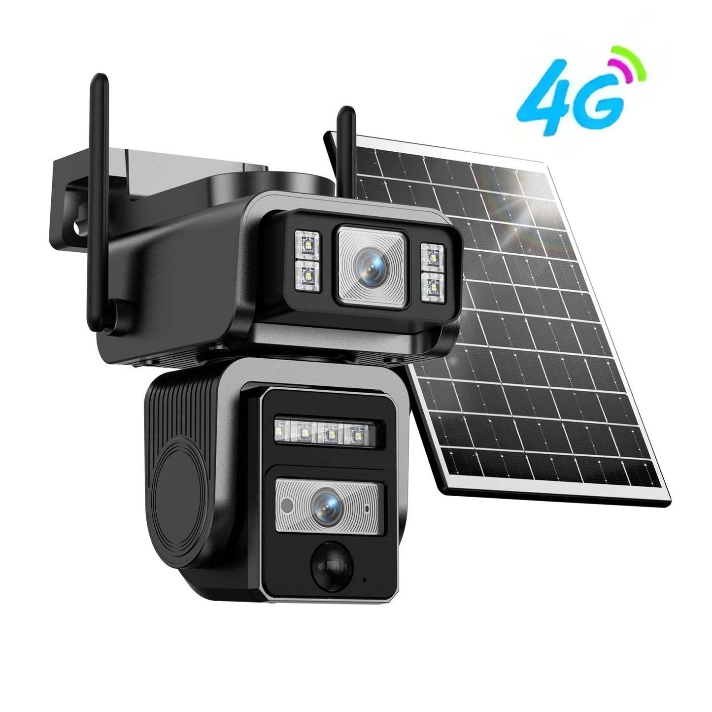 8Mp 4K Hd Outdoor Wifi Solar Camera, 4g + Dual Ptz Lenses, Solar Panel + Integrated 8000Mah Battery, Wireless Cctv, Ai Pir Detection, Automatic Tracking, Night Vision, Waterproof, Mobile Alert
