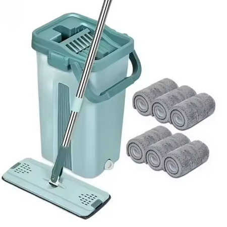Fregona Plana Escurrible con Cubo