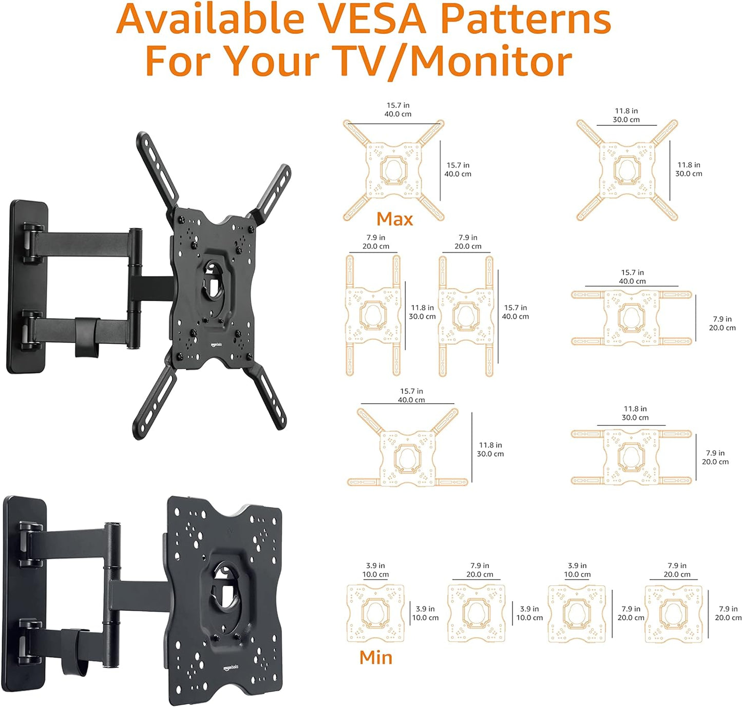 Soporte de pared para monitor de TV articulado de movimiento completo para televisores de 26 a 55 pulgadas y paneles planos de hasta 80