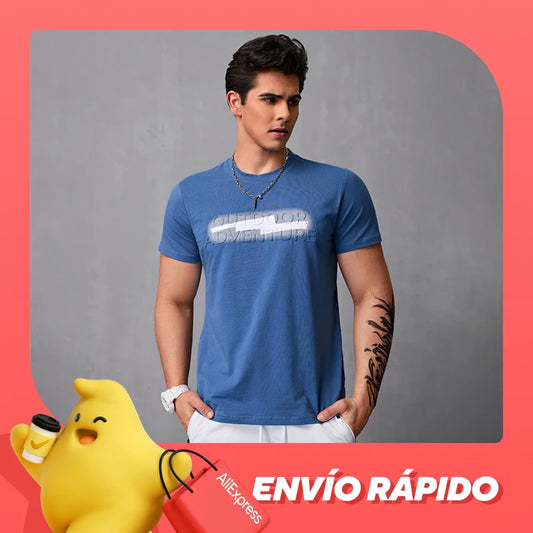 Men's T-Shirt Decorated with Three-Dimensional Letters, Simple Solid Color T-Shirt, Short-Sleeved Round Neck T-Shirt