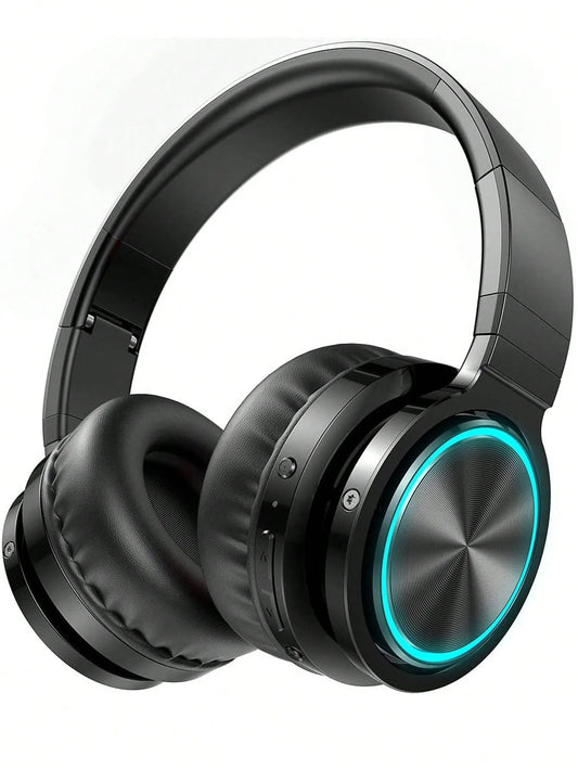 B39 Light Emitting Wireless Headphones, Colorful Led Lights Comfort over Ear Foldable Headset with Built-In Microphone, Fm, Sd Card Slot, Wired for School/Tablet Computer/Pc/Tv/Cellphones/Travel Gift for Birthday/Easter