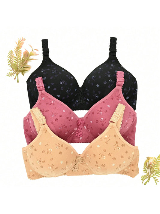 Brw6074B Floral Printed Rodless Bra, Comfortable and Versatile in Various Colors and Sizes
