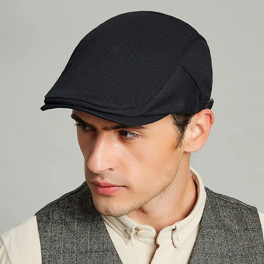Gorra de hiedra británica para hombre, boina de ocio de primavera y verano con cabeza grande a la moda, sombrero de vendedor de periódicos de algodón sólido para hombre de 55-60cm