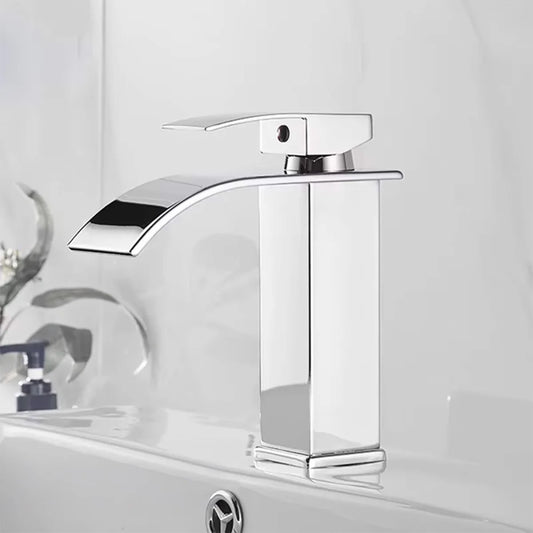 Bathroom and Kitchen Basin Faucets, Hot and Cold Water Waterfall Faucet, for Home Use, Curved Spout Sink Faucet, Faucet Accessories