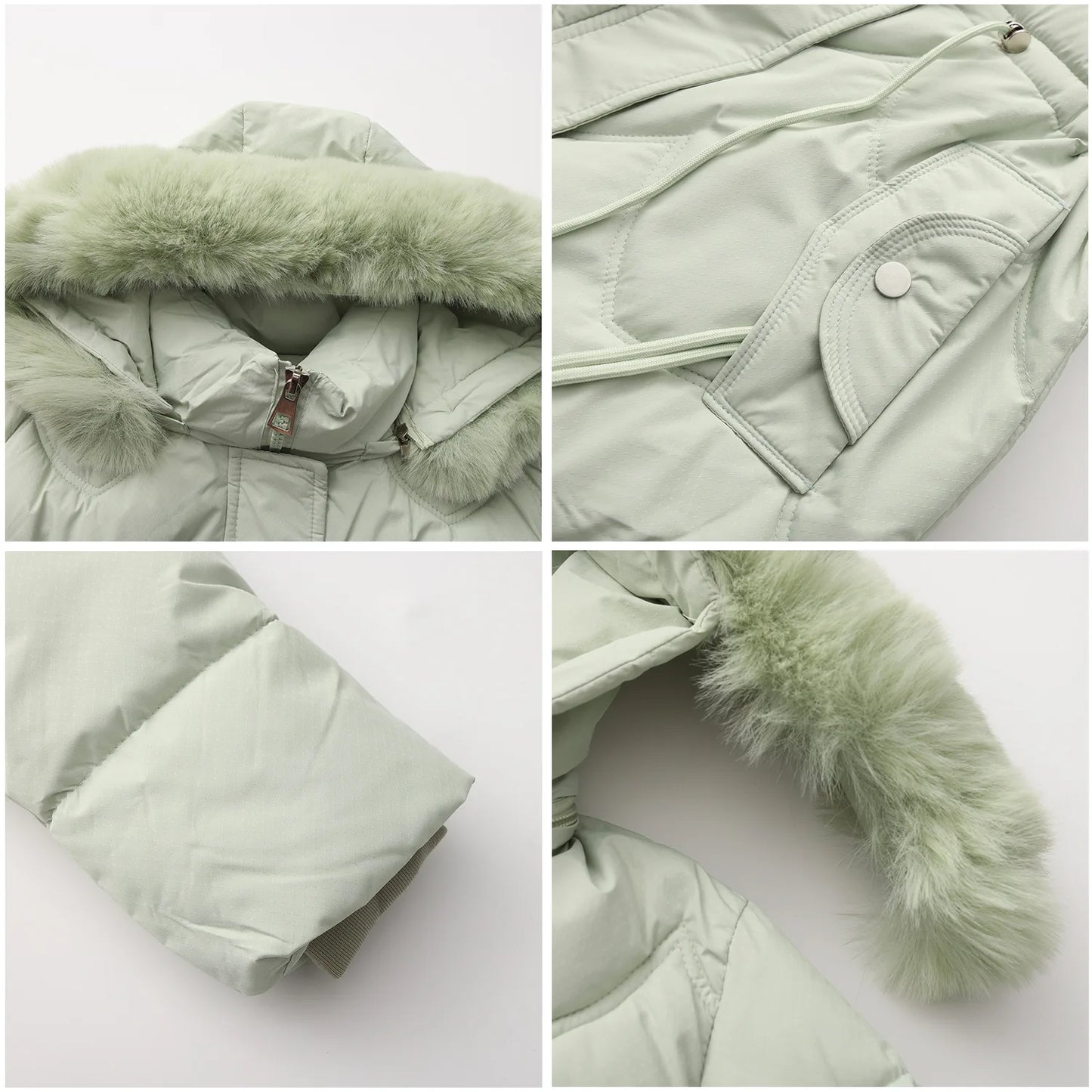 Abrigo largo con capucha estilo viajero rosa para mujer, parkas verde claro, chaqueta térmica negra con abrigo con cordón en la cintura.