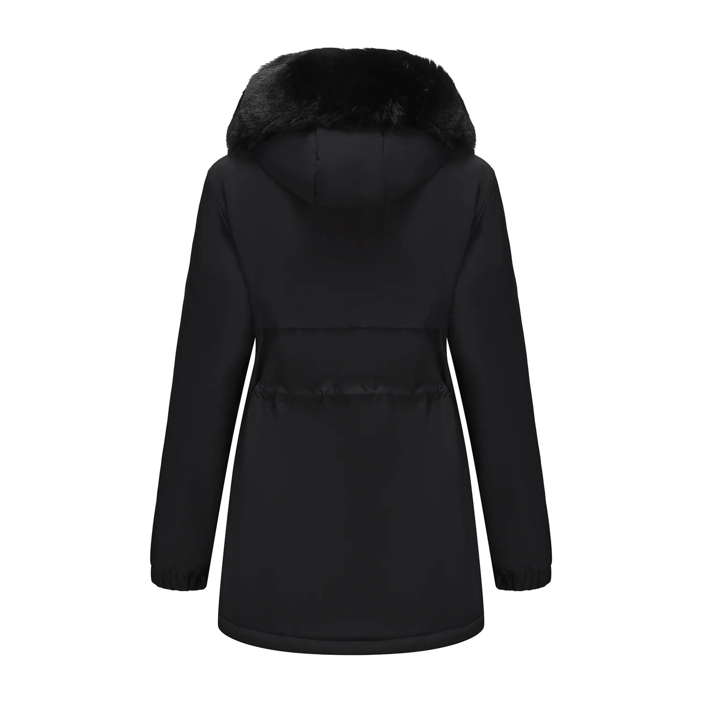 Abrigo de longitud media con capucha marrón oscuro para mujer recién llegado de invierno, chaqueta gruesa elegante y cálida. Parkas caqui, negro, azul y rosa.
