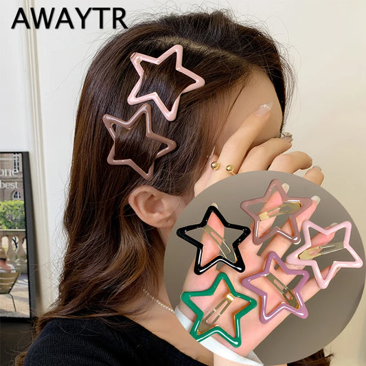 AWAYTR, 5 uds., pinzas para el cabello de estrella ahuecadas, horquillas a presión de estrella, tocado dulce, pasadores para el cabello, accesorios para el cabello para niñas, Dropship
