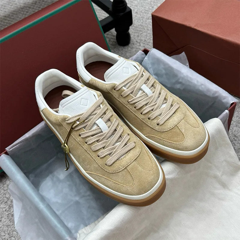 2025 nuevos zapatos de entrenamiento LP, zapatillas planas con cordones y punta redonda de cuero genuino, zapatillas blancas informales con estilo Unisex, estilo deportivo