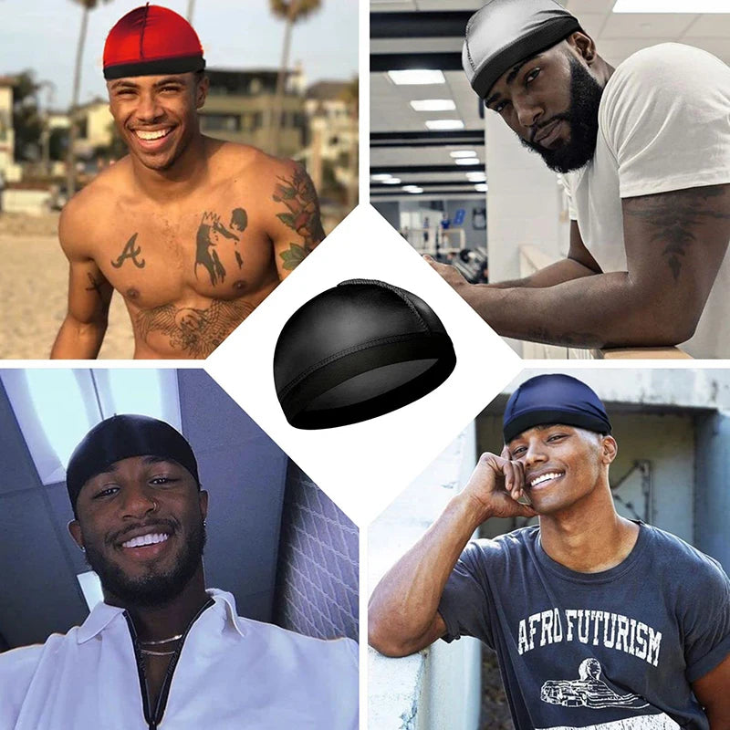 2 unids/lote, gorro ondulado de cúpula sedosa, pañuelos elásticos, gorro de peluca Unisex, cubierta para la cabeza para dormir durante la noche, gorro para quimio para pérdida de cabello contra el cáncer, accesorios para