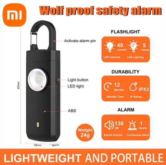 Xiaomi-alarma de autodefensa tipo C, sirena de seguridad recargable a prueba de lobo, llavero portátil para mujeres mayores y niños