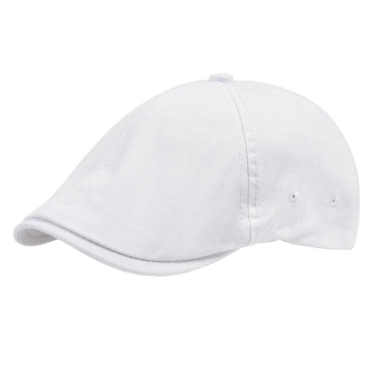 VOBOOM Sombrero plano para hombres Gorra clásica para vendedor de periódicos Gorras de golf Sarga de algodón Sombreros clásicos de hiedra Cabbies Headpiece Boina casual Blanco