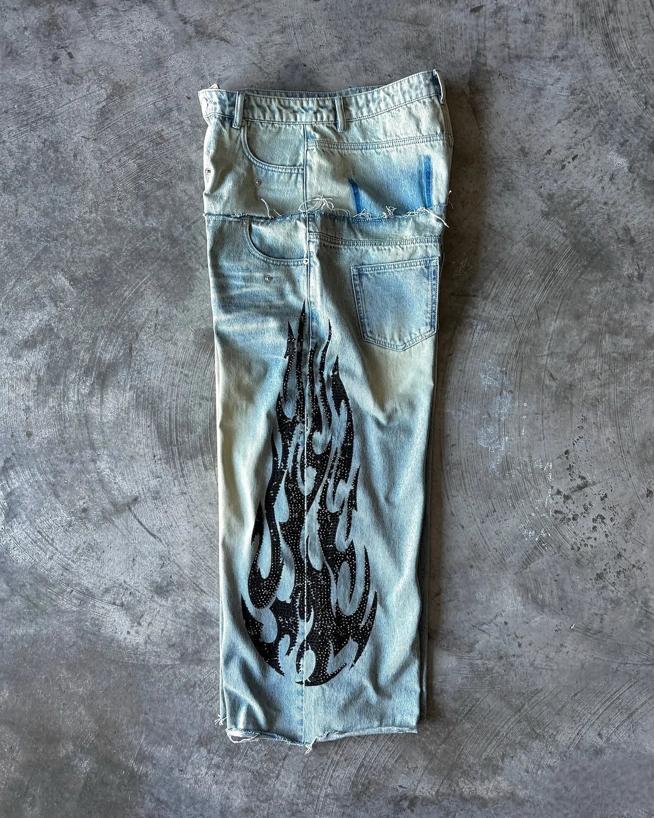 2025 retro doble cintura rebordear bordado jeans y2K hombres mujeres calle alta hip hop moda casual pareja pantalones vaqueros de pierna ancha