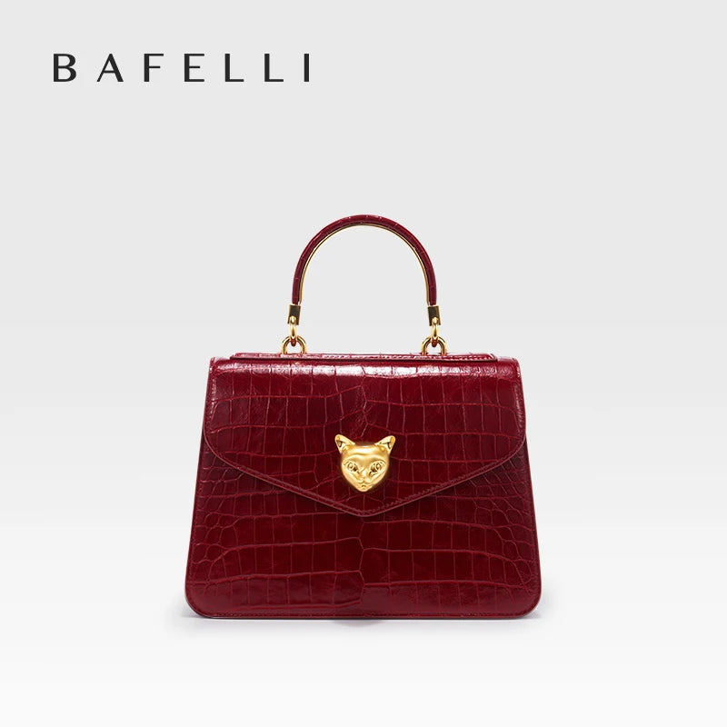 2025 BAFELLI CAT NUEVO bolso de moda de cuero con patrón de crujido para mujer, elegante bolso de negocios para mujer, bolso OL de marca de lujo