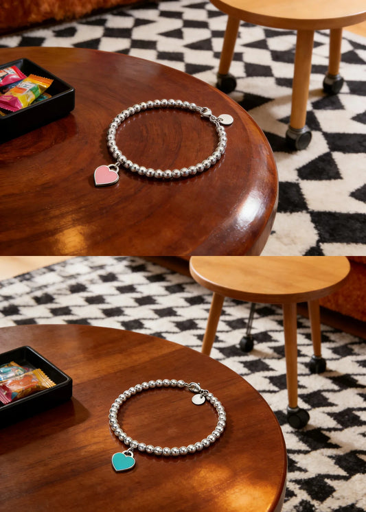 The Sweet Single-Heart Brand Bracelet and Necklace Are Suitable for Various Occasions and Are Very Versatile, Making It the Center of Attention.