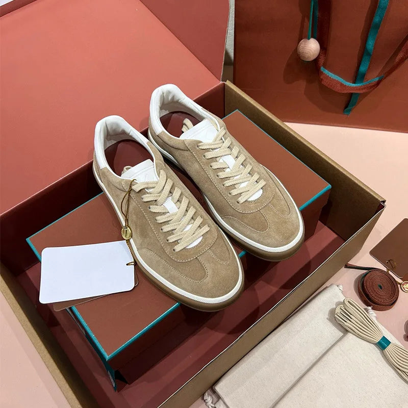 2025 nuevos zapatos de entrenamiento LP, zapatillas planas con cordones y punta redonda de cuero genuino, zapatillas blancas informales con estilo Unisex, estilo deportivo