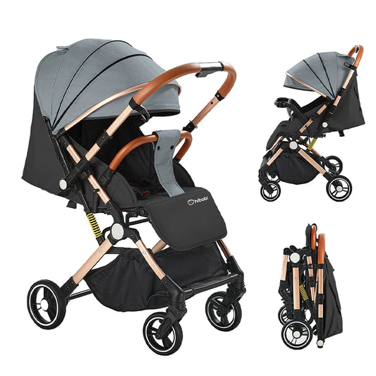 Hibobi Ominii Lightweight Baby Stroller with Two-Way Shock Absorption, One-Button Folding, Can Sit or Lie down