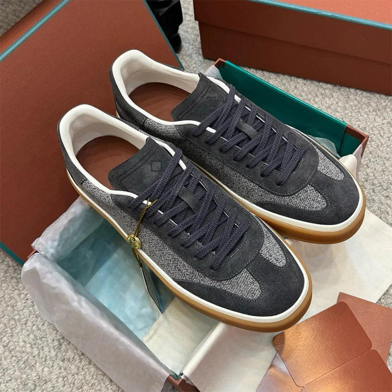 2025 nuevos zapatos de entrenamiento LP, zapatillas planas con cordones y punta redonda de cuero genuino, zapatillas blancas informales con estilo Unisex, estilo deportivo