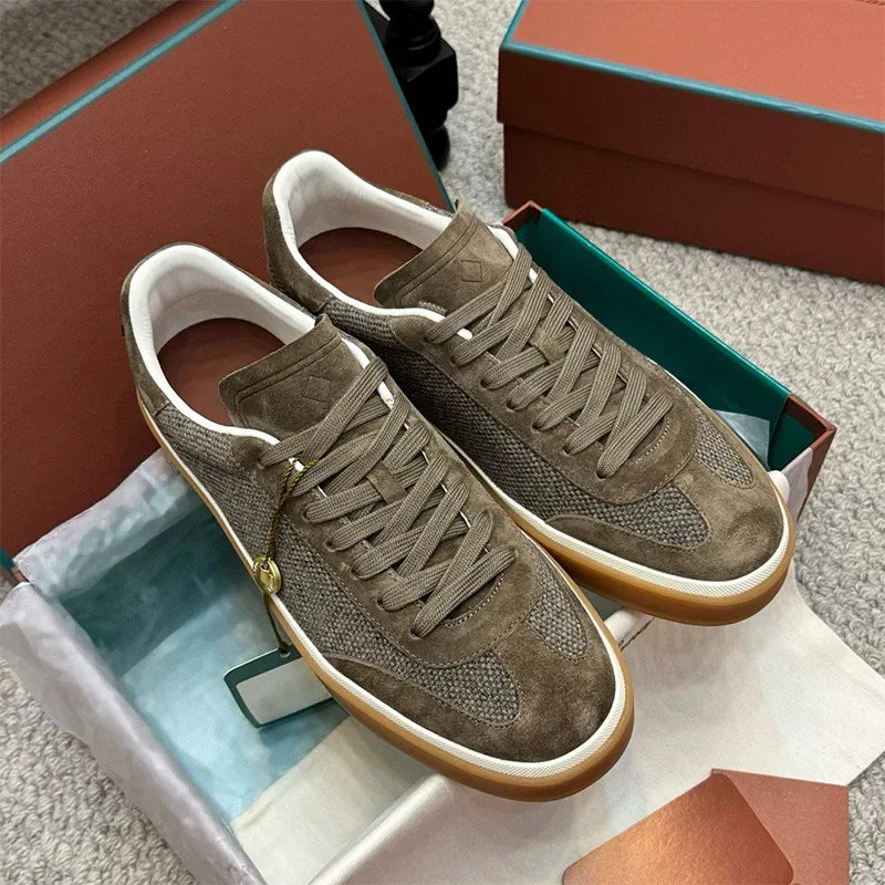 2025 nuevos zapatos de entrenamiento LP, zapatillas planas con cordones y punta redonda de cuero genuino, zapatillas blancas informales con estilo Unisex, estilo deportivo