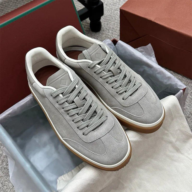 2025 nuevos zapatos de entrenamiento LP, zapatillas planas con cordones y punta redonda de cuero genuino, zapatillas blancas informales con estilo Unisex, estilo deportivo