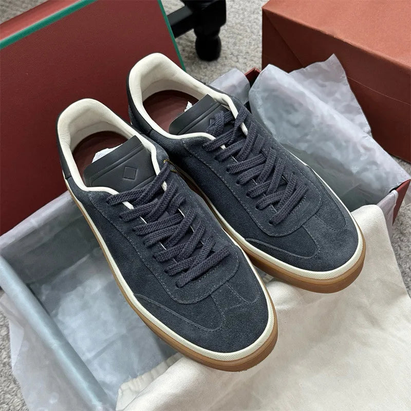 2025 nuevos zapatos de entrenamiento LP, zapatillas planas con cordones y punta redonda de cuero genuino, zapatillas blancas informales con estilo Unisex, estilo deportivo