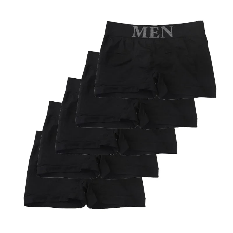 5 uds. Calzoncillos Boxer cómodos de Color liso elástico alto para hombre de estilo fino pantimedias transpirables