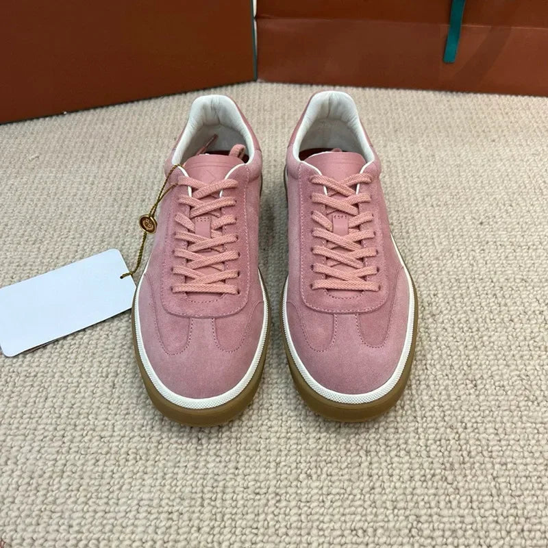 2025 nuevos zapatos de entrenamiento LP, zapatillas planas con cordones y punta redonda de cuero genuino, zapatillas blancas informales con estilo Unisex, estilo deportivo