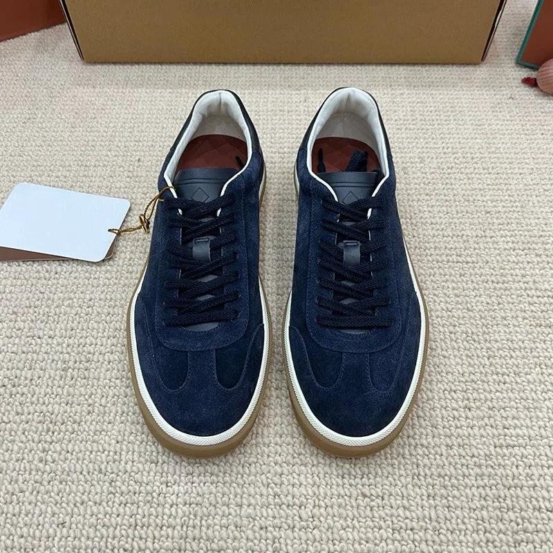 2025 nuevos zapatos de entrenamiento LP, zapatillas planas con cordones y punta redonda de cuero genuino, zapatillas blancas informales con estilo Unisex, estilo deportivo