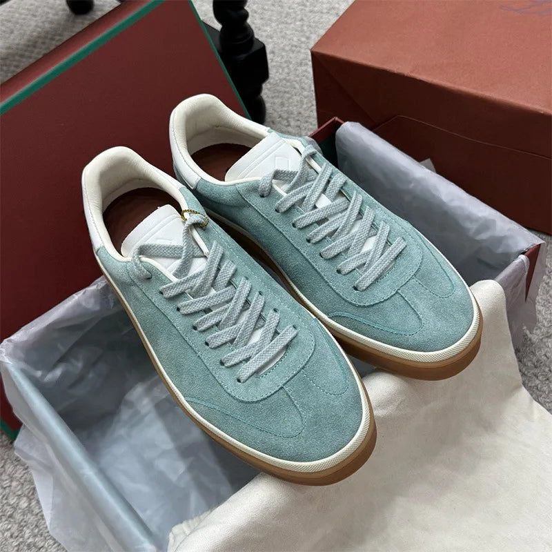 2025 nuevos zapatos de entrenamiento LP, zapatillas planas con cordones y punta redonda de cuero genuino, zapatillas blancas informales con estilo Unisex, estilo deportivo