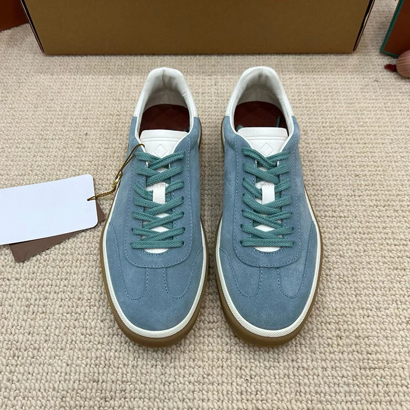 2025 nuevos zapatos de entrenamiento LP, zapatillas planas con cordones y punta redonda de cuero genuino, zapatillas blancas informales con estilo Unisex, estilo deportivo