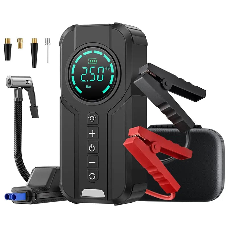 4 In 1 Air Compressor Car Jump Starter Power Bank Inflator Pump 1000A Portable Power Station 8400mAh Car Battery Charger Booster