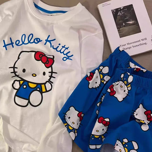Pijamas de Hello Kitty para Mujer – Conjunto de Ropa de Hogar de Manga Corta