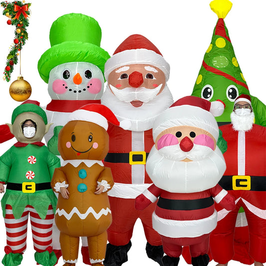 Disfraces inflables divertidos de Navidad hombre de jengibre Santa Claus elfo muñeco de nieve árbol pingüino adulto chico Halloween fiesta de Carnaval