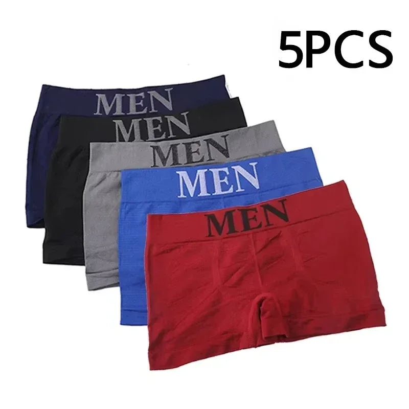 5 uds. Calzoncillos Boxer cómodos de Color liso elástico alto para hombre de estilo fino pantimedias transpirables