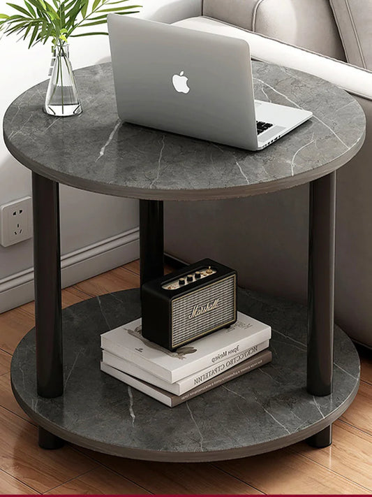 Coffee Table, Auxiliary, Marble Style, Wood, Minimalist