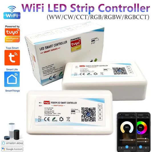 Controlador LED Tuya WiFi 12-24V – Compatible con Alexa y Google Assistant