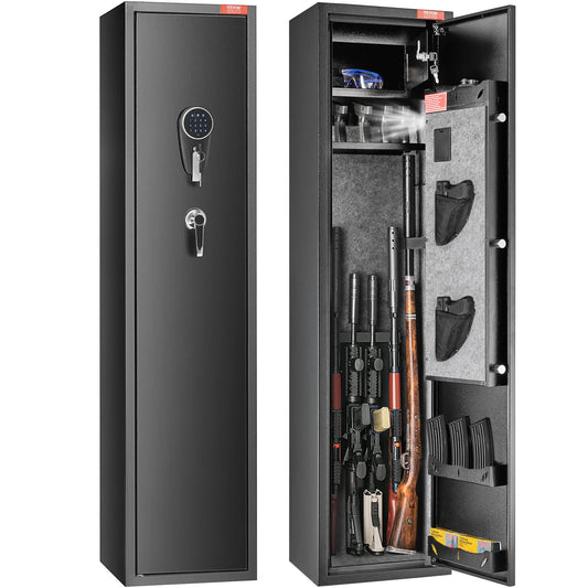SucceBuy 3-8 Rifles Gun Safe w Digital Keypad & Lock Gun Storage Cabinet with Removable Storage Shelf for Home Long Gun Pistols