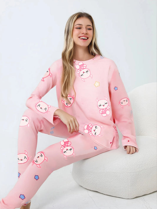 Women's Flannel Pajama Set – Soft and Warm, Ideal for Winter, Long Sleeve Pajamas and Comfortable Pants